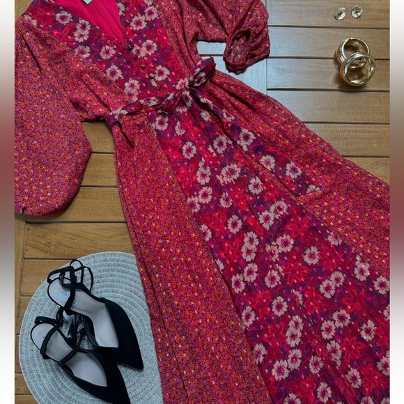 Taylor flowy floral dress waist tie new never worn size 8 boho - Picture 7 of 7